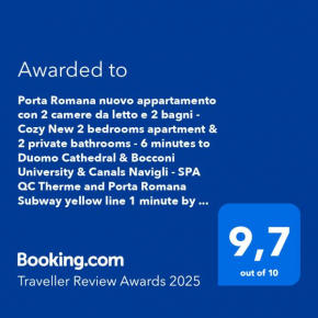FREE PARKING INCLUDED per selected rate - - Cozy New 2 bedrooms apartment & 2 private bathrooms - 6 minutes to Duomo Cathedral & Bocconi University & Canals Navigli - Spa Therme Milano 2 minutes by wa